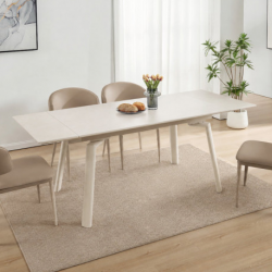 Стіл обідній розкладний INI- BELFORD CERAMIC 140(200)*80 білий/кашемир 