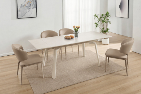 Стіл обідній розкладний INI- BELFORD CERAMIC 140(200)*80 білий/кашемир 