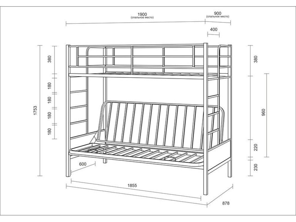 Кровать двухъярусная металлическая PKR- Дакар