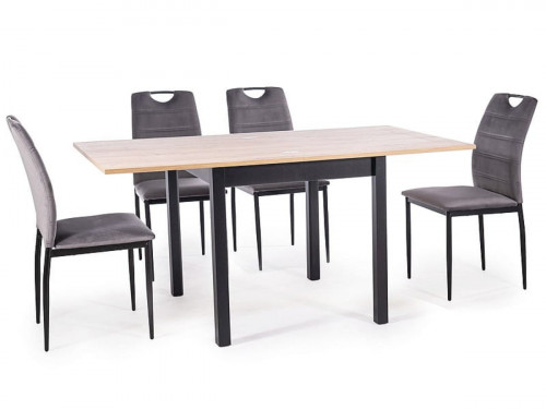 Комплект обеденный SIGNAL: стол Flip (дуб Артизан) + 4 стула Rip Velvet (серый)