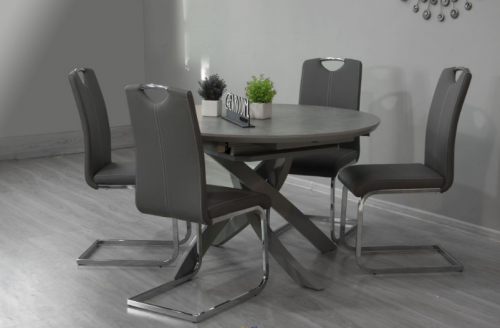 Стол круглый обеденный Super Premium Ceramic EVRO- Caezar T-7479 Grey Matt Ceramic HY04