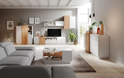 Стол журнальный Perfect Home 3Д / 3D 100 Белый/дуб золотой крафт