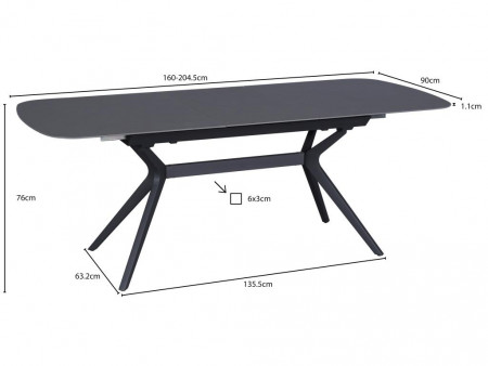 Стол керамический Avn- DELF 160-204x90 Ceramic Grey