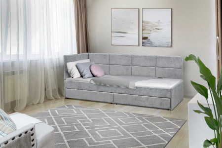 Кровать с двумя ящиками 80х200 см BIO- Софт Камелот (серый) 