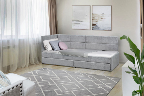 Кровать с двумя ящиками 80х200 см BIO- Софт Камелот (серый) 