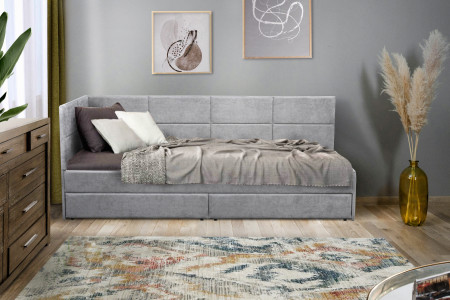Кровать с двумя ящиками 80х200 см BIO- Софт Камелот (серый) 