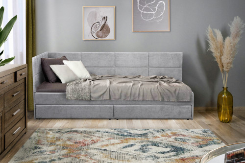 Кровать с двумя ящиками 80х200 см BIO- Софт Камелот (серый) 