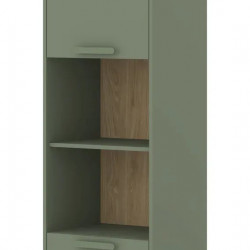 Шкаф книжный на 1 дверь с 2 ящиками Helvetia SCANDI 24D5OH88 (зеленый / дуб)