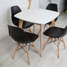 Кухонный комплект Ont- Джузеппе белый квадратный стол + 4 стула Classic (Осако) черный