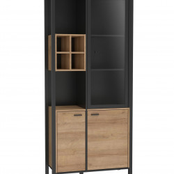 Витрина на 2 двери Forte HIGH ROCK HRKV721R (дуб ривьера/черный)