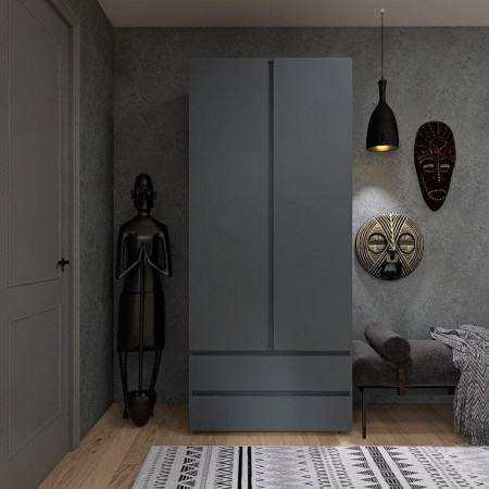 Шкаф распашной на 2 двери и 2 шухляды EVR- Лайт ШЛ-2 графит