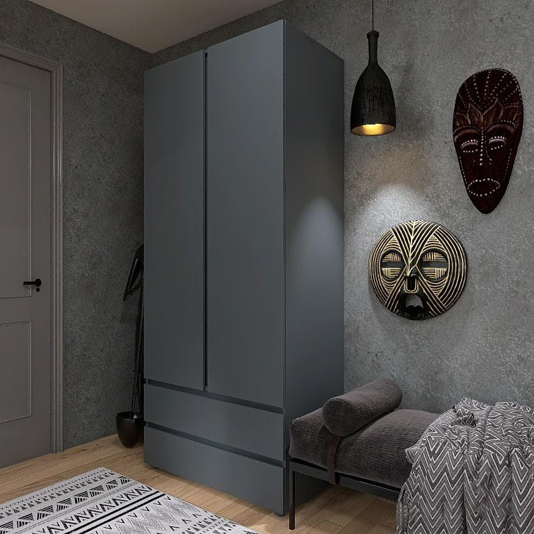 Шкаф распашной на 2 двери и 2 шухляды EVR- Лайт ШЛ-2 графит