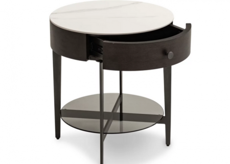 Стол кофейный 1 ящик CRV- York,Smoky oak and white black base(белый)