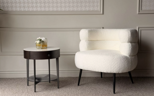 Стол кофейный 1 ящик CRV- York,Smoky oak and white black base(белый)