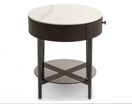 Стол кофейный 1 ящик CRV- York,Smoky oak and white black base(белый)