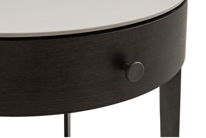 Стол кофейный 1 ящик CRV- York,Smoky oak and white black base(белый)