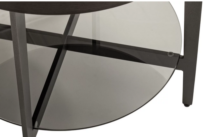 Стол кофейный 1 ящик CRV- York,Smoky oak and white black base(белый)