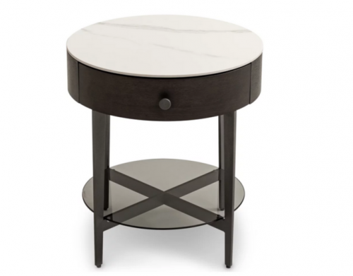 Стол кофейный 1 ящик CRV- York,Smoky oak and white black base(белый)