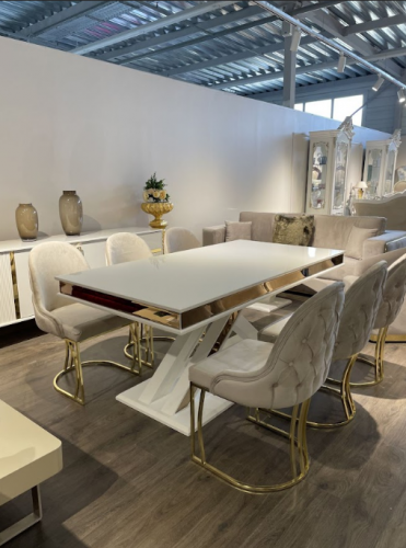 Стол Art-Deco EXI- MILANO (Милано) кремовый + золотая отделка, 29630