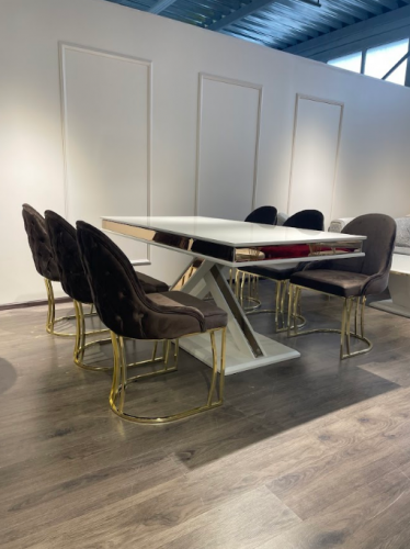 Стол Art-Deco EXI- MILANO (Милано) кремовый + золотая отделка, 29630
