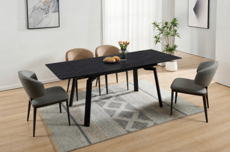 Стіл обідній розкладний INI- BELFORD CERAMIC 140(200)*80 чорний горіх/чорний