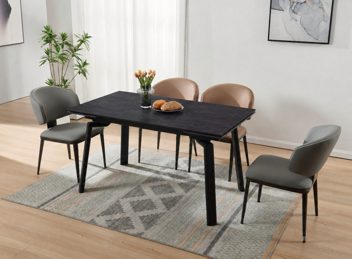 Стіл обідній розкладний INI- BELFORD CERAMIC 140(200)*80 чорний горіх/чорний