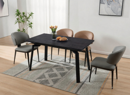 Стіл обідній розкладний INI- BELFORD CERAMIC 140(200)*80 чорний горіх/чорний