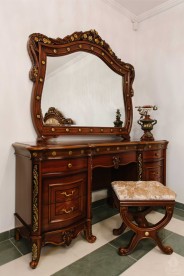 Туалетный стол с зеркалом SMS- Париж орех, золотая патина