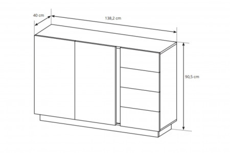 Комод Perfect Home Arco (Marco) 2D4S/138 белый глянец/дуб грандсон