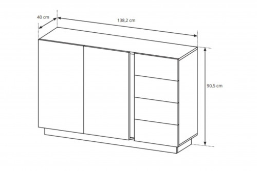 Комод Perfect Home Arco (Marco) 2D4S/138 белый глянец/дуб грандсон