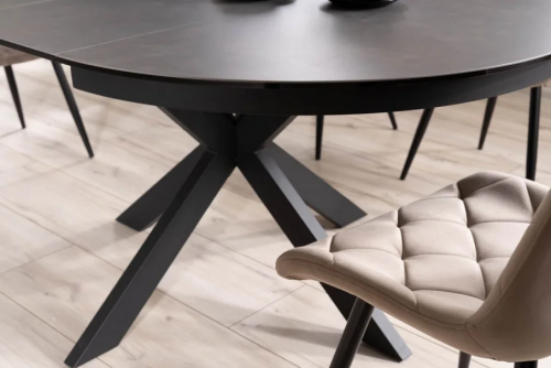 Стол SIGNAL PORTO CERAMIC 120(160)*120 темно-серый эффект мрамора/черный мат