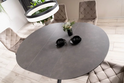 Стол SIGNAL PORTO CERAMIC 120(160)*120 темно-серый эффект мрамора/черный мат