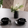 Стол SIGNAL PORTO CERAMIC 120(160)*120 темно-серый эффект мрамора/черный мат