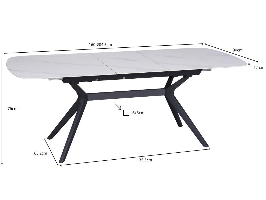 Стол керамический Avn- DELF 160-204x90 Ceramic White