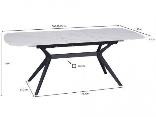 Стол керамический Avn- DELF 160-204x90 Ceramic White