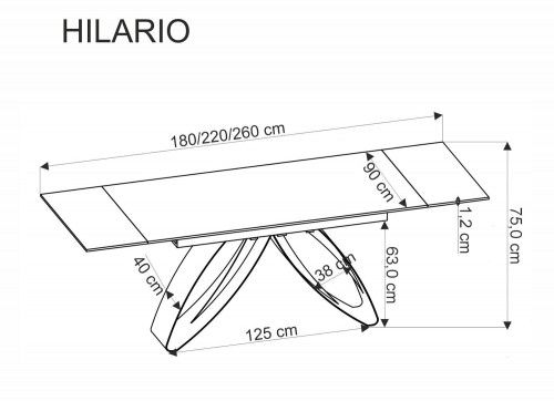 Стол обеденный раскладной HALMAR HILARIO черный мрамор/черный