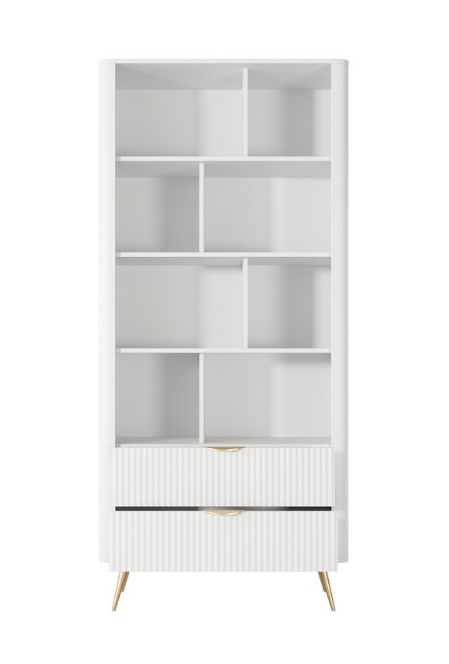 Стеллаж Perfect Home Ланте / Lante 2S с 2 ящиками (белый/золото) 