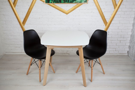 Кухонный комплект Ont- Джузеппе белый квадратный стол + 2 стула Classic (Осако) черный