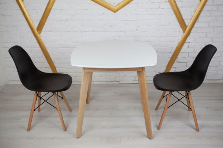 Кухонный комплект Ont- Джузеппе белый квадратный стол + 2 стула Classic (Осако) черный