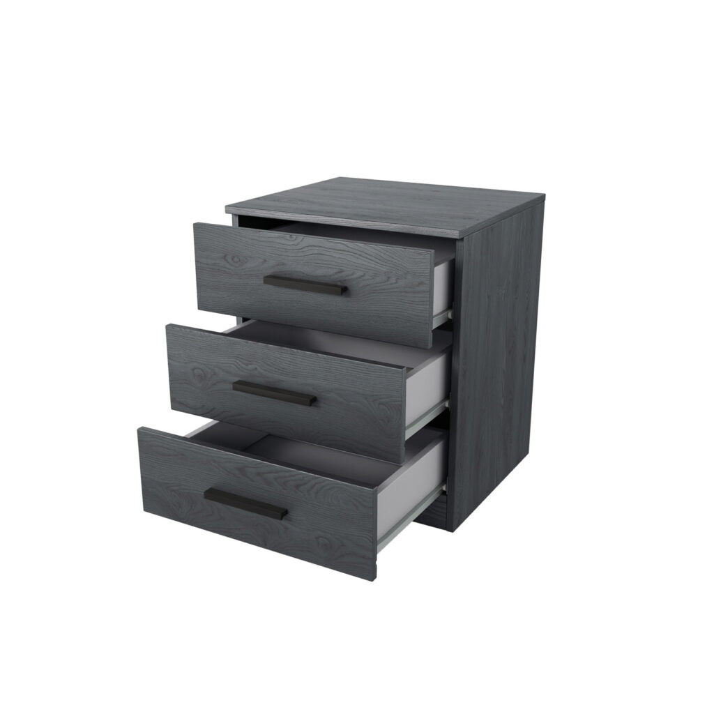 Тумбочка прикроватная на 3 ящика Helvetia GALAXY 24CBEA22 (карбоновый дуб)