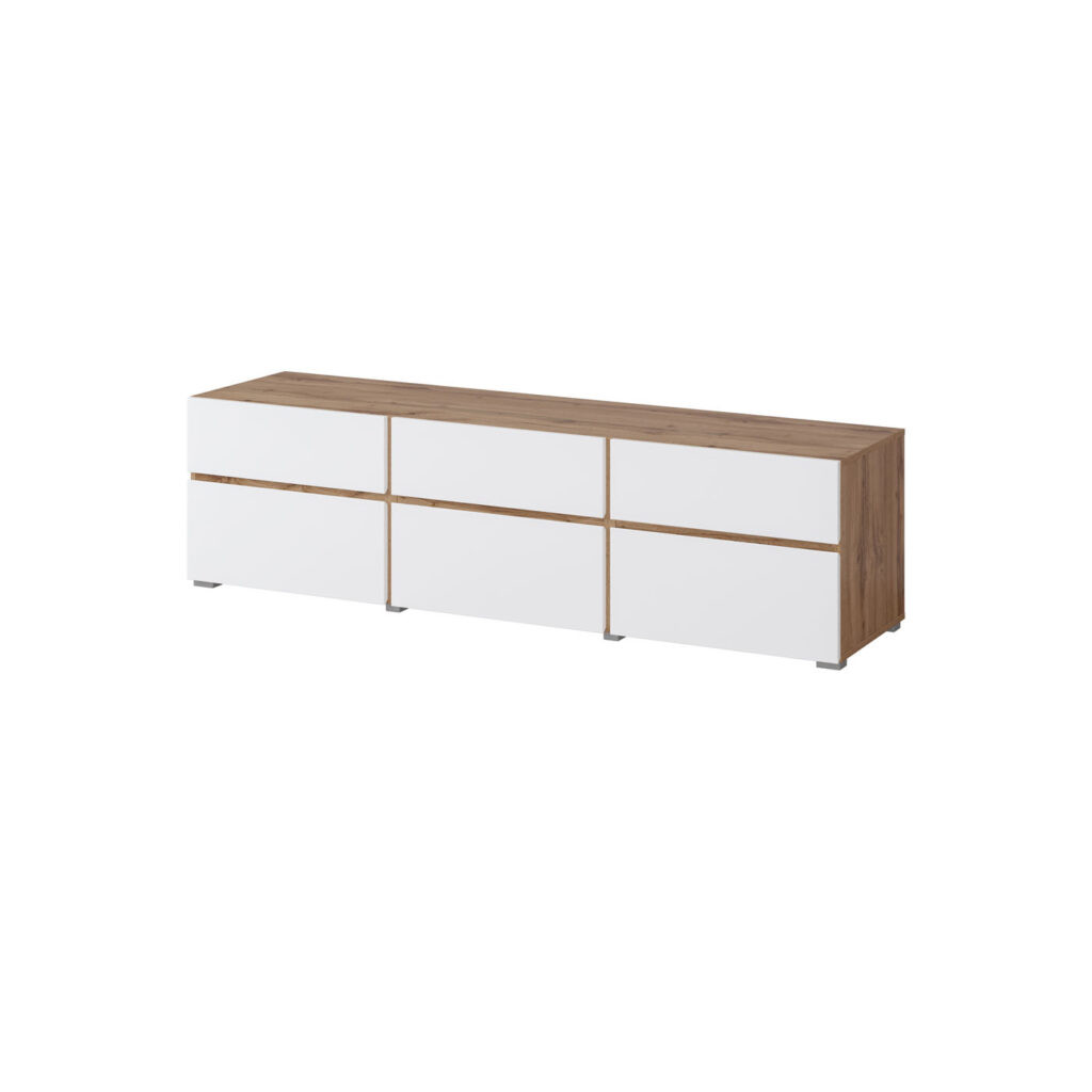 Тумба под телевизор на 3 двери и 3 ящика Helvetia CROSS 24N9MY41 (дуб вотан/белый)