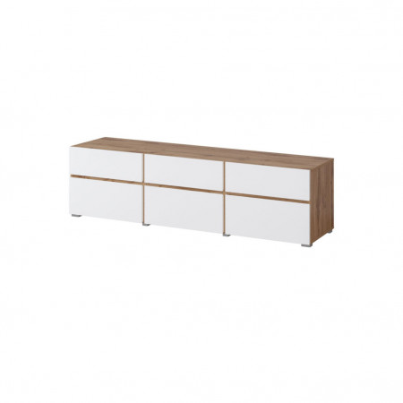 Тумба под телевизор на 3 двери и 3 ящика Helvetia CROSS 24N9MY41 (дуб вотан/белый)