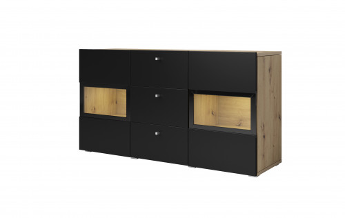 Комод на 2 двери и 3 ящика Helvetia BAROS 24RCBM26 (дуб артизан/черный)