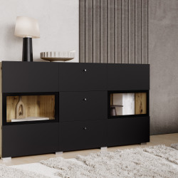 Комод на 2 двери и 3 ящика Helvetia BAROS 24RCBM26 (дуб артизан/черный)