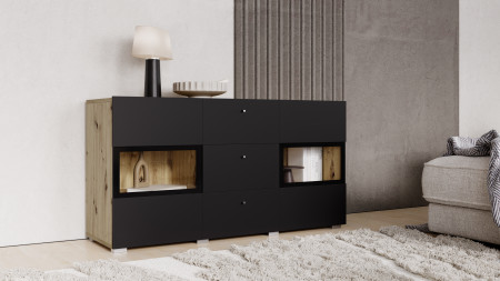 Комод на 2 двери и 3 ящика Helvetia BAROS 24RCBM26 (дуб артизан/черный)