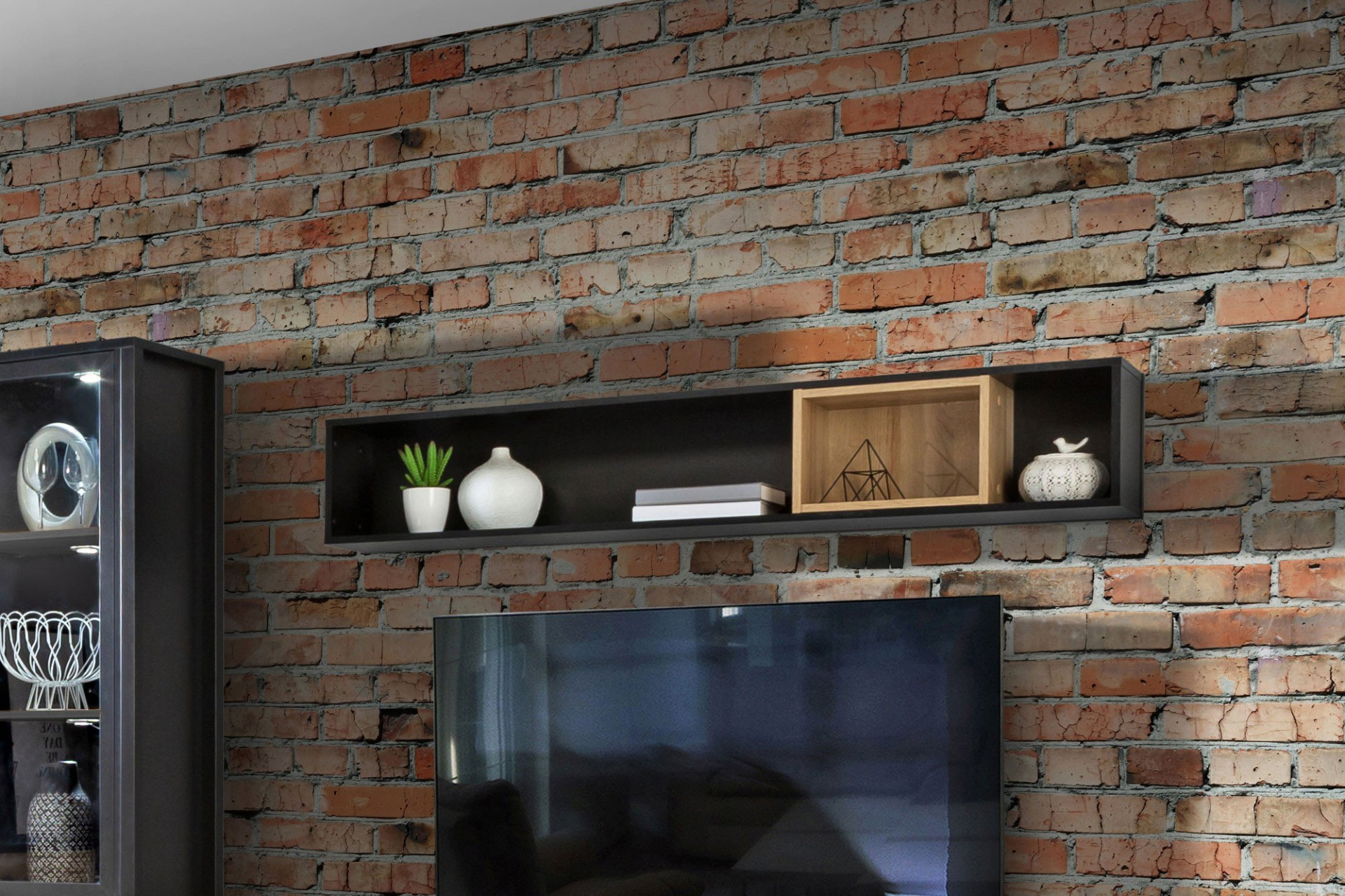 Полка навесная Forte HIGH ROCK CERB01 (дуб ривьера/черный)