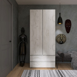 Шкаф распашной на 2 двери и 2 шухляды EVR- Лайт ШЛ-2 крафт белый