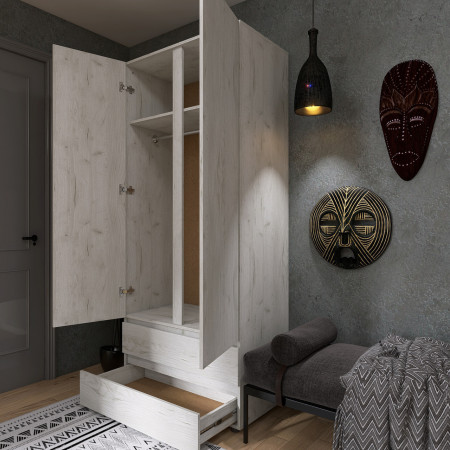 Шкаф распашной на 2 двери и 2 шухляды EVR- Лайт ШЛ-2 крафт белый