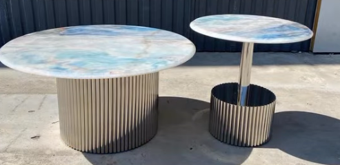 Комплект журнальных столов Elt- T11 мрамор/золото, серебро