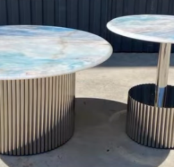 Комплект журнальных столов Elt- T11 мрамор/золото, серебро